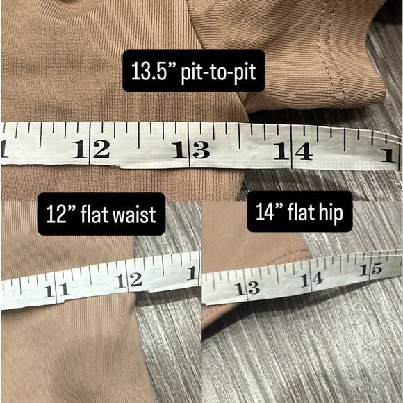 Aritzia Babaton Contour Square Neck Bodysuit Tan Short Sleeve Basic Layer Medium - Picture 11 of 11